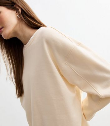 Cream Side Slit Oversized Sweatshirt | New Look