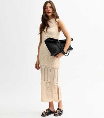 Cream Open Knit Maxi Dress