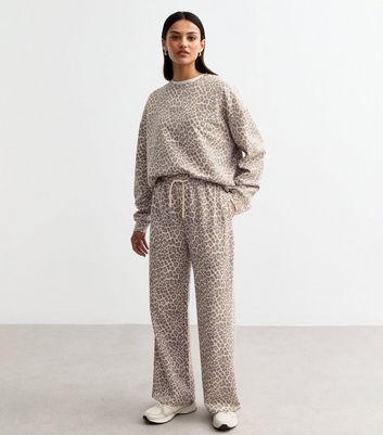 Brown Animal Print Wide Leg Joggers New Look