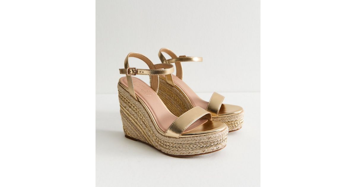 Wide Fit Gold Wedge Sandals Gold Wedge Shoes Wide Foot Wedge