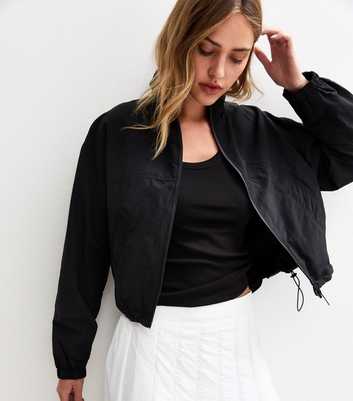 Black High Neck Cropped Jacket