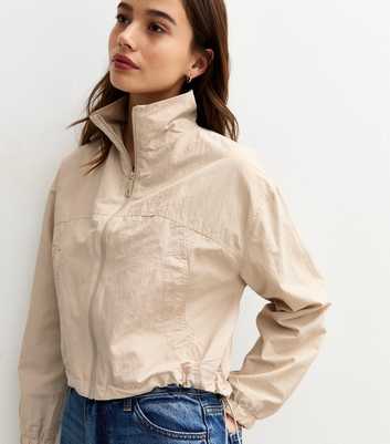 Stone High Neck Cropped Jacket