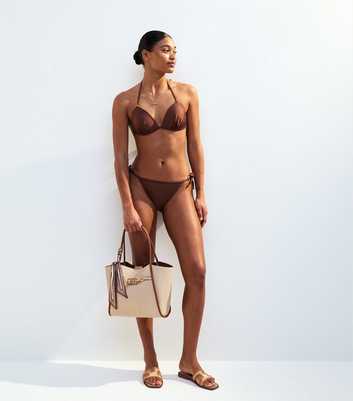 Dark Brown Side Tie Bikini Bottoms