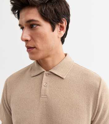 Brown Regular Textured Polo Top