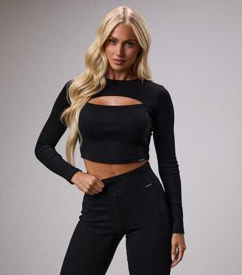 Gym King Black Cut Out Long Sleeve Top 