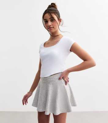 Girls Grey Fold Detail Jersey Skort