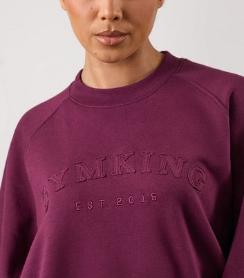 Gym King Burgundy Compose Oversized Sweatshirt | New Look