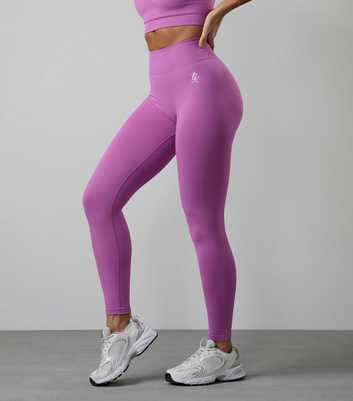 Gym King Bright Pink Logo Print Leggings