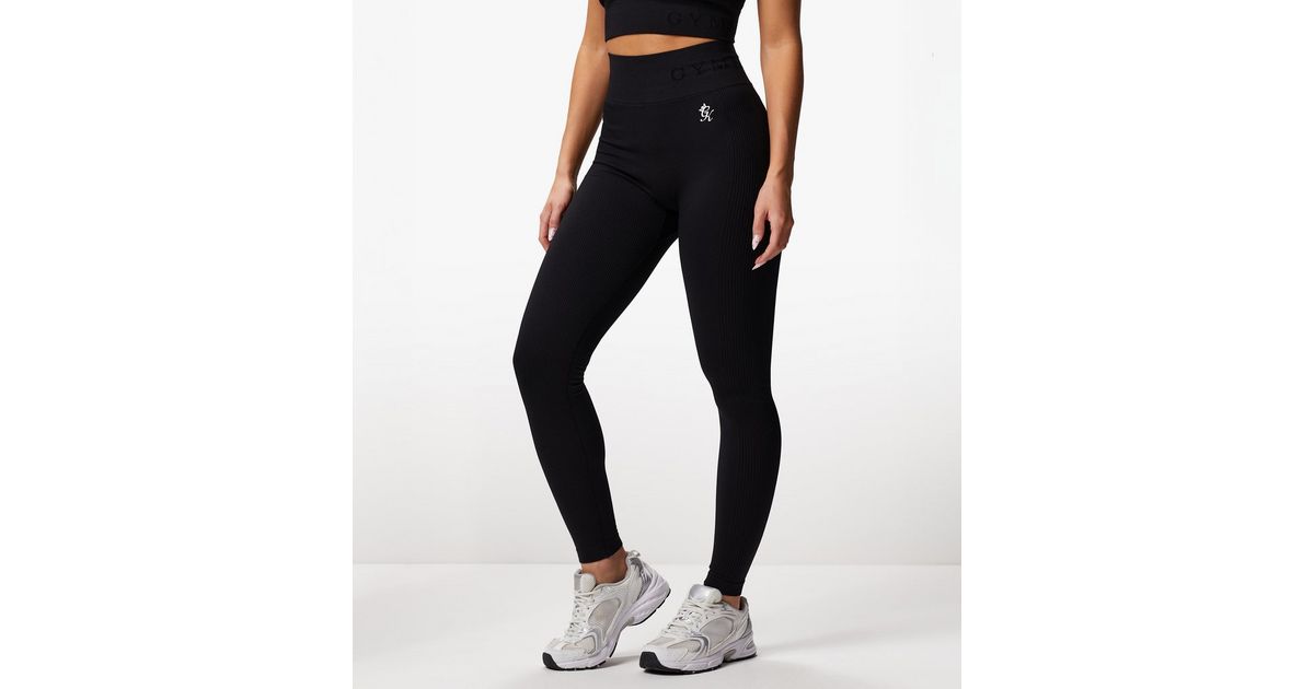 Gym King Black Formation Seamless Rib Leggings New Look