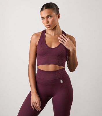 Gym King Burgundy Formation Rib Bra New Look