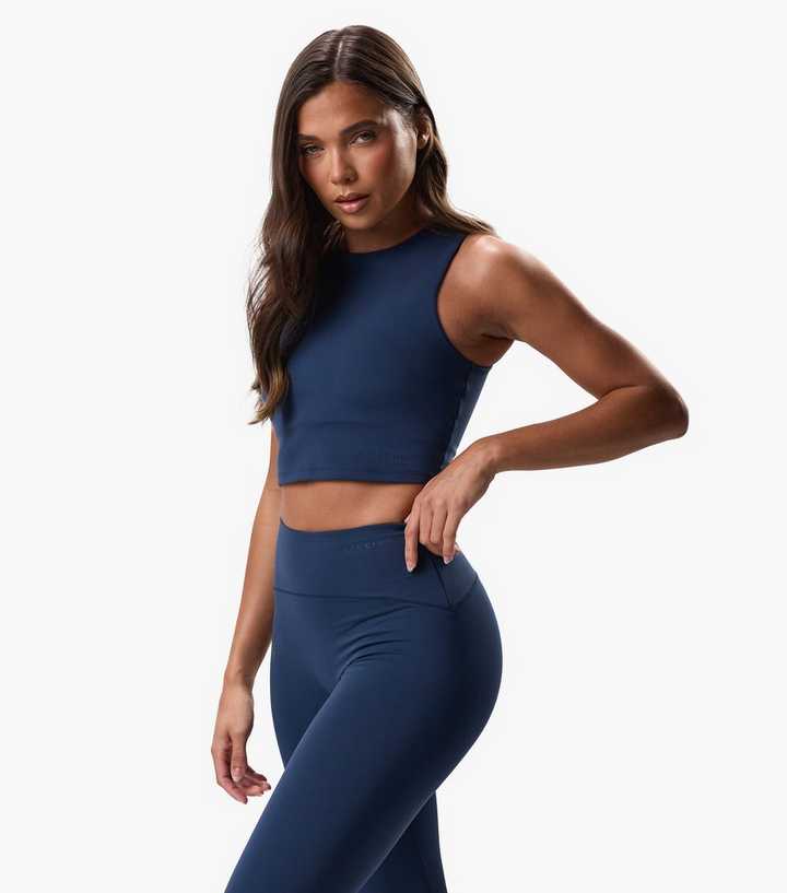 Crop Tank Top Gym Crop Top Womens Gym King Navy Crop Tank Top