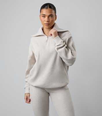 Gym King Cream Ribbed Quarter Zip Top