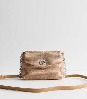 Stone Metallic Woven Crossbody Bag 