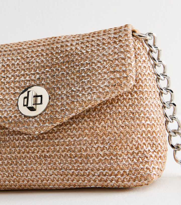 Stone Metallic Woven Crossbody Bag