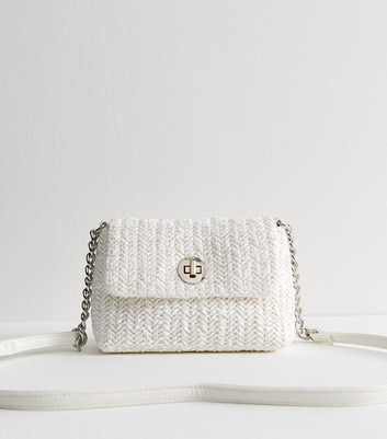 White Woven Crossbody Bag 