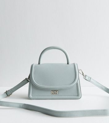 Blue Faux Leather Top Handle Bag New Look