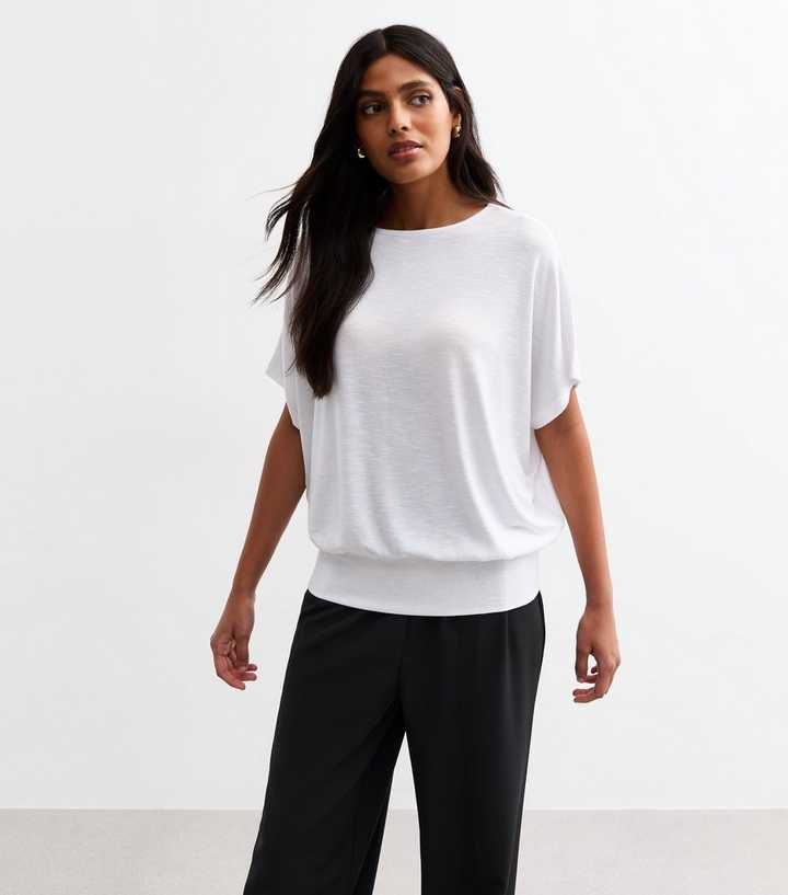 White Soft Touch Batwing Top 