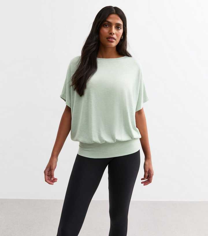 Light Green Soft Touch Batwing Top 