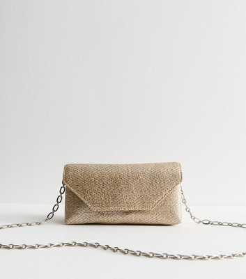 Silver Metallic Raffia Look Clutch