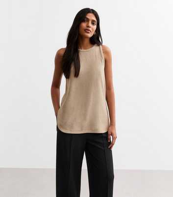 Mink Textured Round Neck Vest