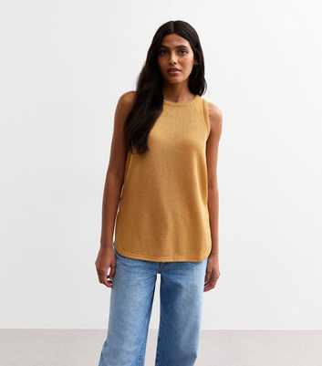 Mustard Textured Round Neck Vest