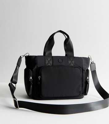 Black Multi-Strap Padded Tote Bag 