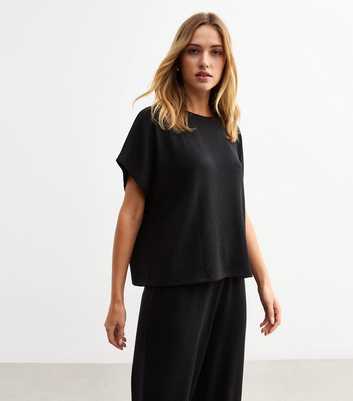 Black Textured Relaxed Top