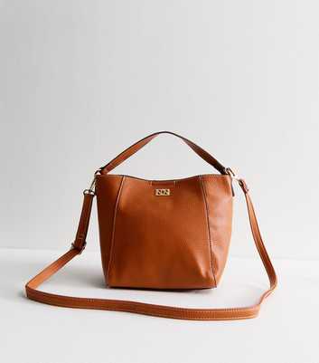 Brown Faux Leather Tote Bag 