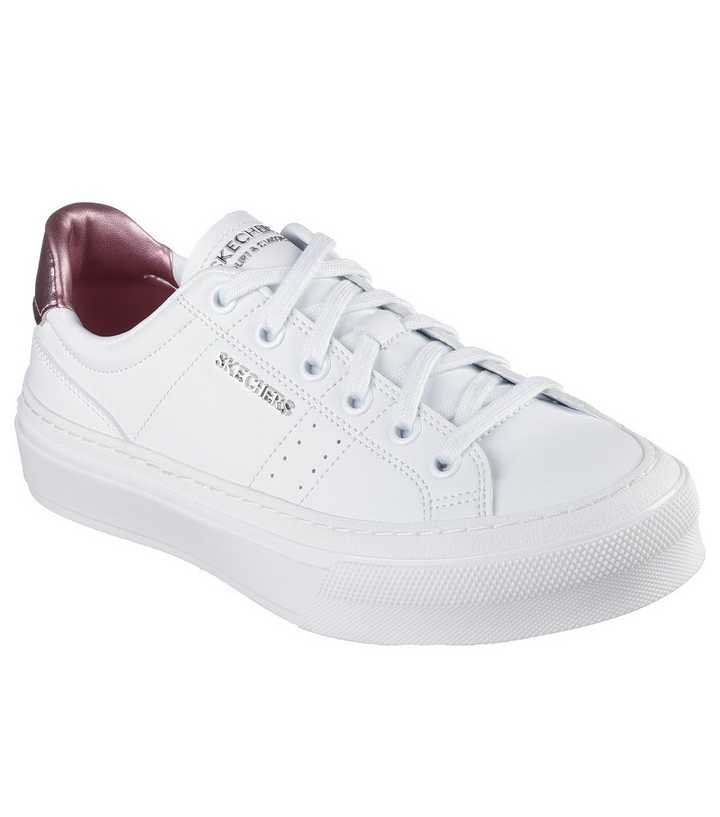 Skechers White Metallic Heel Faux Leather Trainers