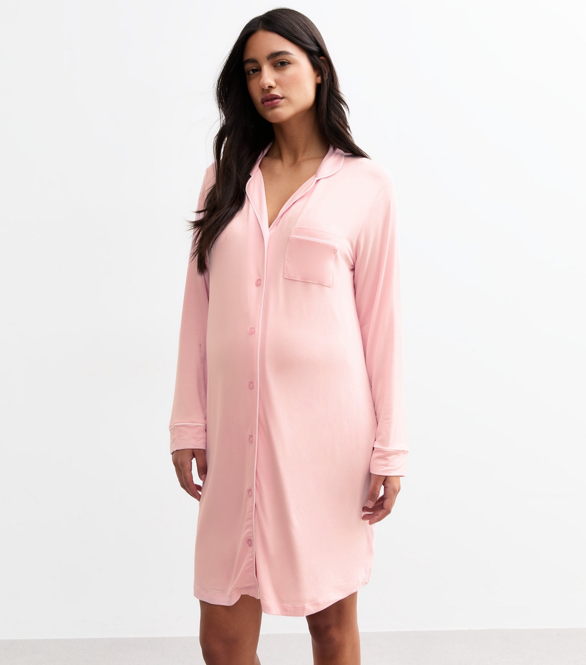 Women's Maternity Pink Contrast Piping Night Dress New Look