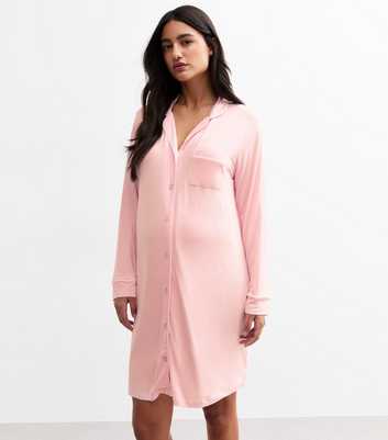 Maternity Pink Contrast Piping Night Dress