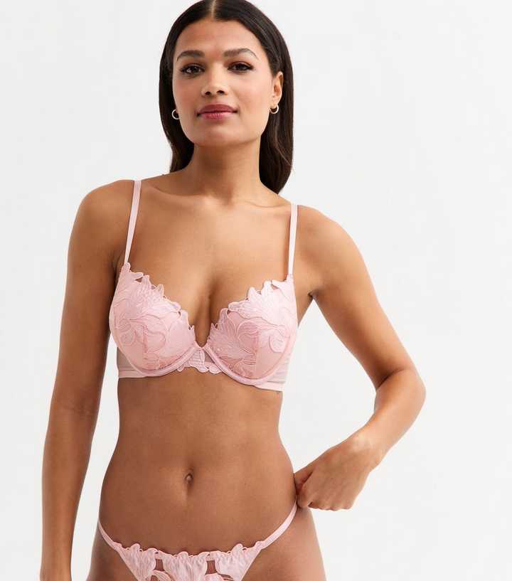 Pink Floral Applique Boost Bra
