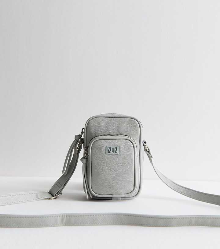 Grey Faux Leather Crossbody Phone Bag 