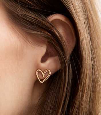 18ct Gold Plated Heart Stud Earrings