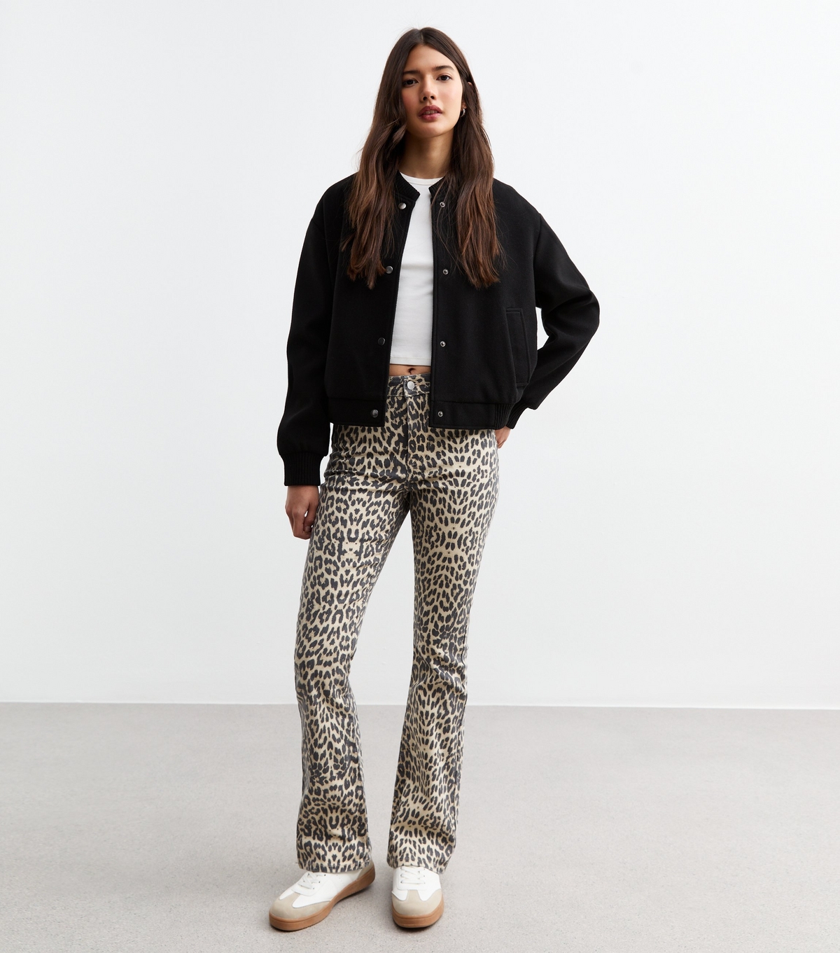 Women's Brown Leopard Print Bootcut Jeans New Look