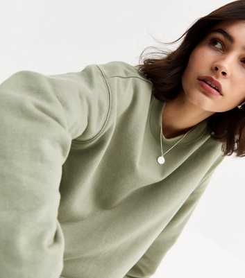 Light Khaki Jersey Crew Neck Sweatshirt 