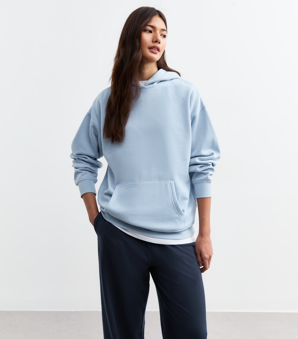 Women's Light Blue Pullover Hoodie New Look