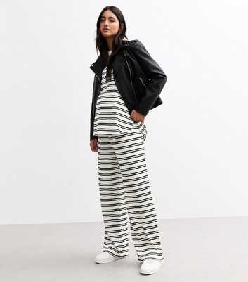Maternity White Textured Knit Wide Leg Trousers