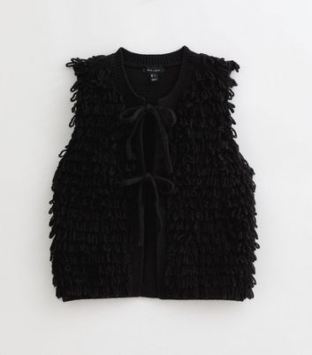 Black Loop Knit Waistcoat | New Look