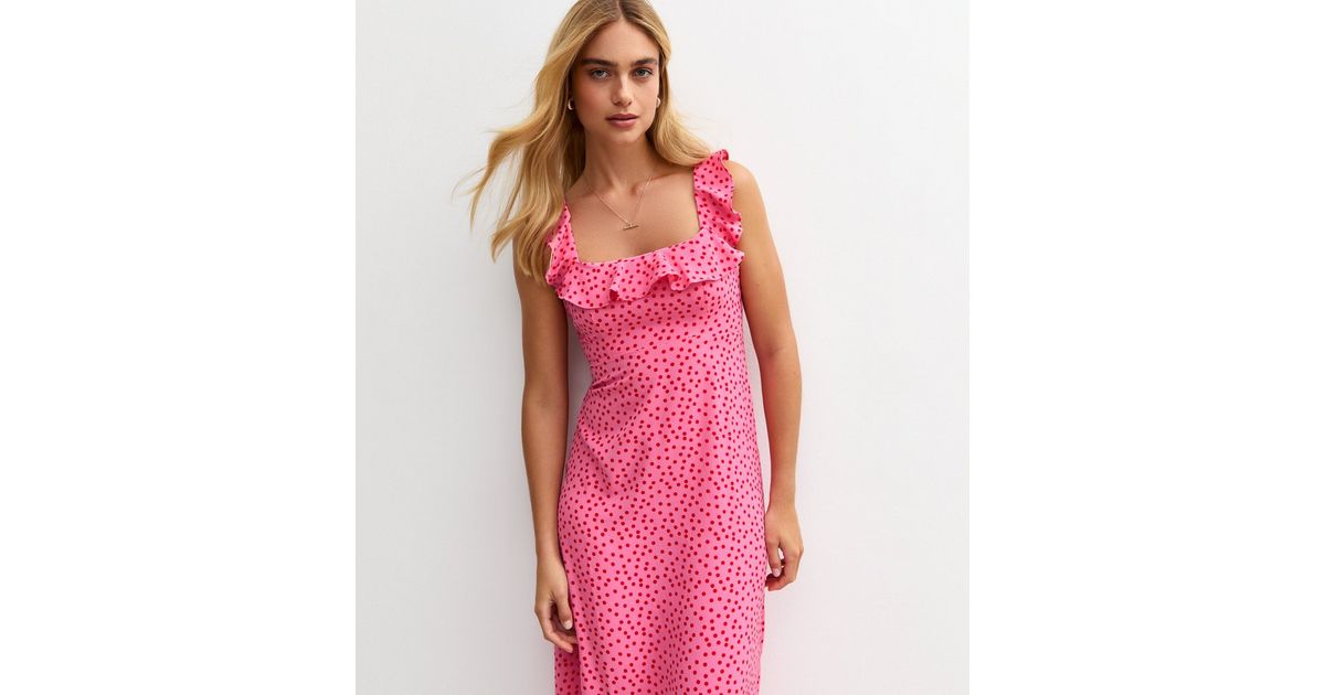 Orange Polka Dot Layered Ruffle Dress – Sleeveless A-Line Mini Dress for Women main image 0