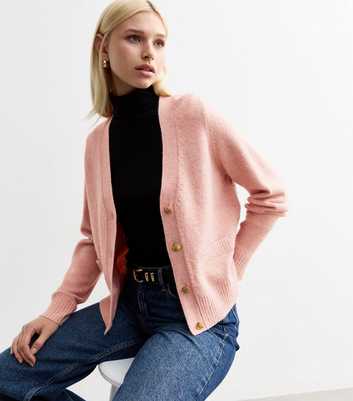 Pink V-Neck Cardigan