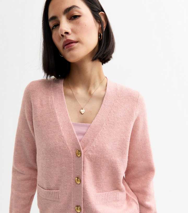 Pink V-Neck Cardigan