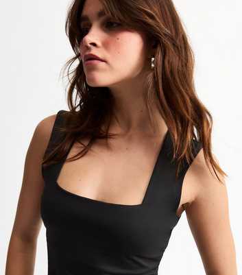 Black Square Neck Bodysuit