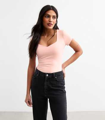 Light Pink Sweetheart Neck Jersey Bodysuit