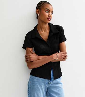 Tall Black Textured Short Sleeve Shirt