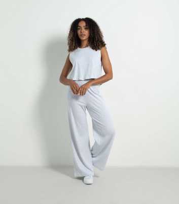 Rise by Zara McDermott Light Grey Ribbed Wide Leg Trousers