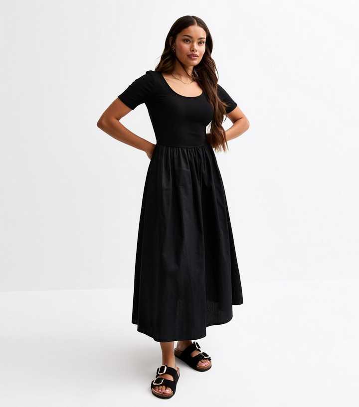 Petite Black 2 in 1 Midi Dress