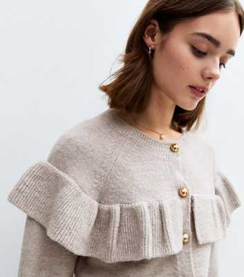 Light Mink Frill Trim Cardigan