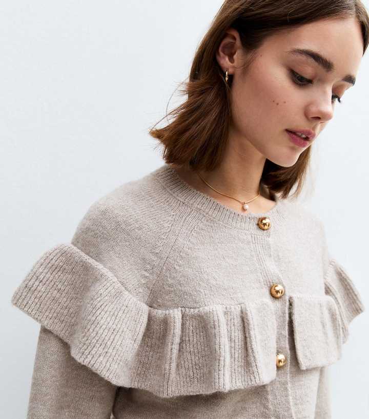Light Mink Frill Trim Cardigan