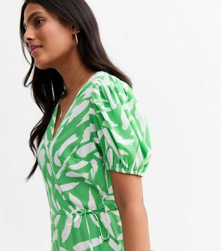 new look green floral wrap dress Royal Toscana Linen Dress in Teal Blue main image 0